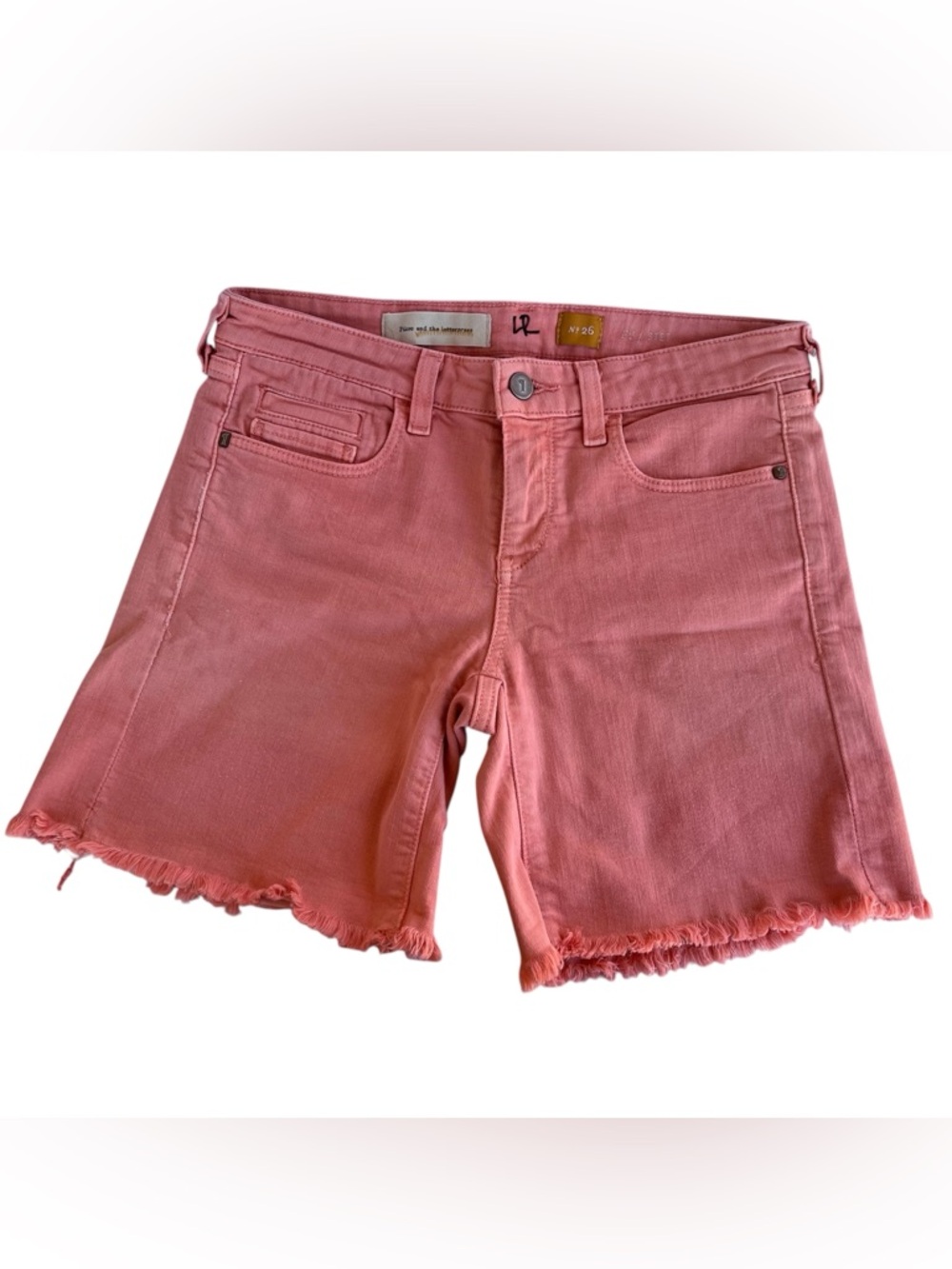 Anthropologie Pilcro Stet Cut-Off Denim Jean Shorts 7" Size 26 Waist 30 Salmon